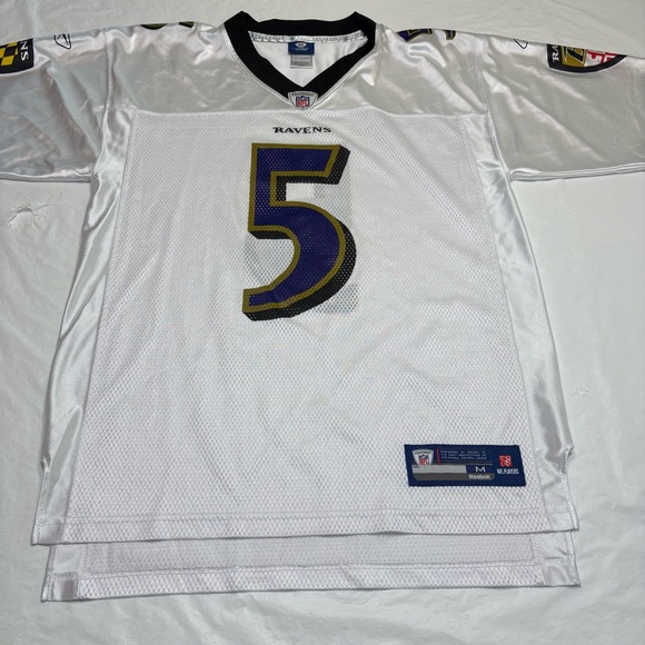 Joe Flacco Baltimore Ravens White Football Jersey #5 Reebok Mens Medium - Picture 1 of 10